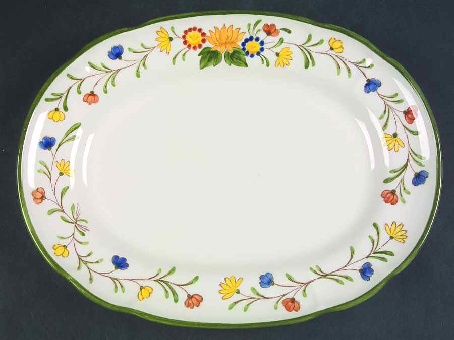 Spring Garland 11" Oval Serving Platter by Metlox - Poppytrail - Vernon-1