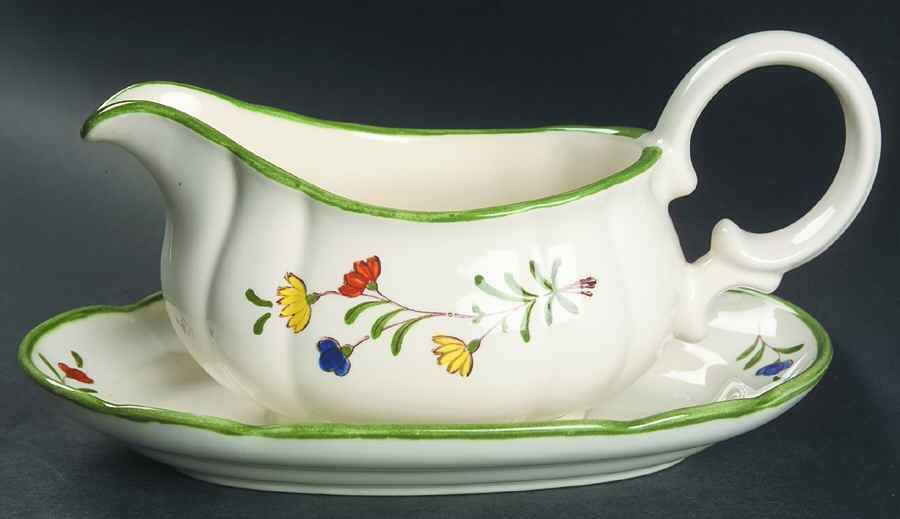 Spring Garland Gravy Boat & Underplate by Metlox - Poppytrail - Vernon-1