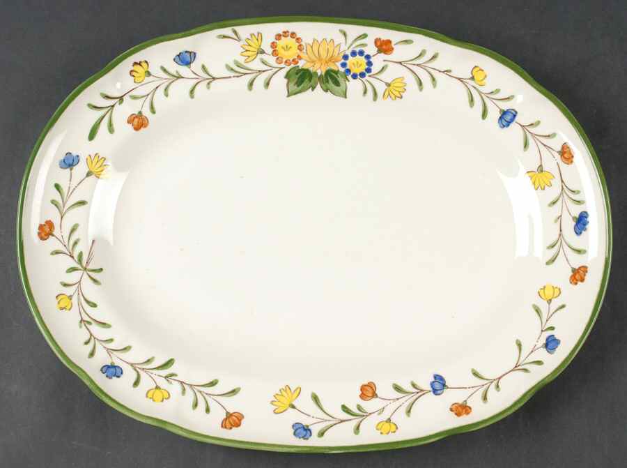 Spring Garland 13" Oval Serving Platter by Metlox - Poppytrail - Vernon-1