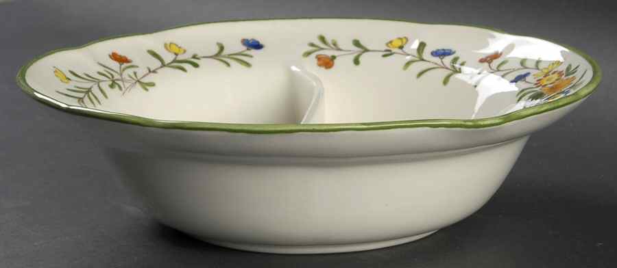 Spring Garland Round Divided Vegetable Bowl by Metlox - Poppytrail - Vernon-1