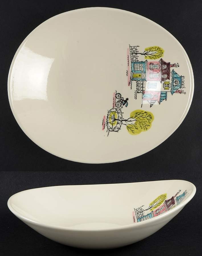 Street Scene 9" Round Vegetable Bowl by Metlox - Poppytrail - Vernon-1