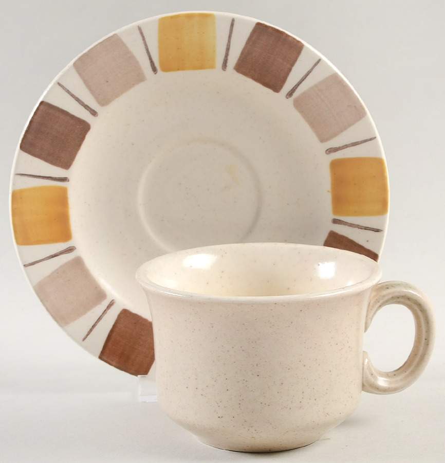 Sun N' Sand Flat Cup & Saucer Set by Metlox - Poppytrail - Vernon-1