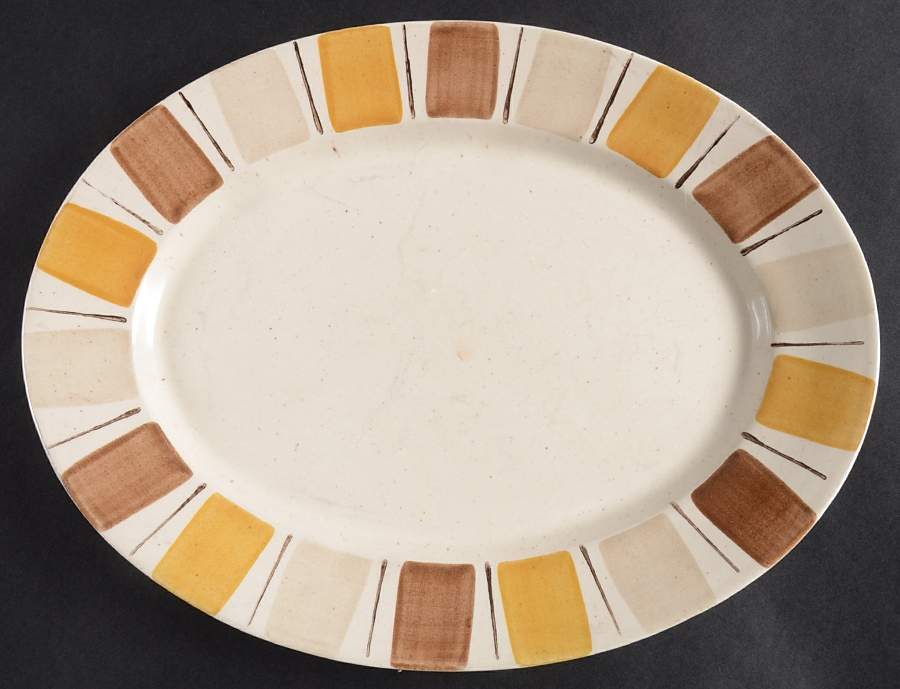 Sun N' Sand 14" Oval Serving Platter by Metlox - Poppytrail - Vernon-1