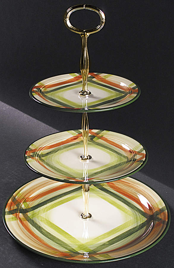 Tam O'shanter 13 7/8"-14 1/4" 3-Tiered Serving Tray(DP,SP,BB) HC by Metlox - Poppytrail - Vernon-1