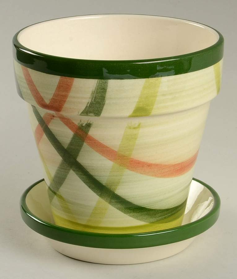 Tam O'shanter 5" Flower Pot & Underplate by Metlox - Poppytrail - Vernon-1