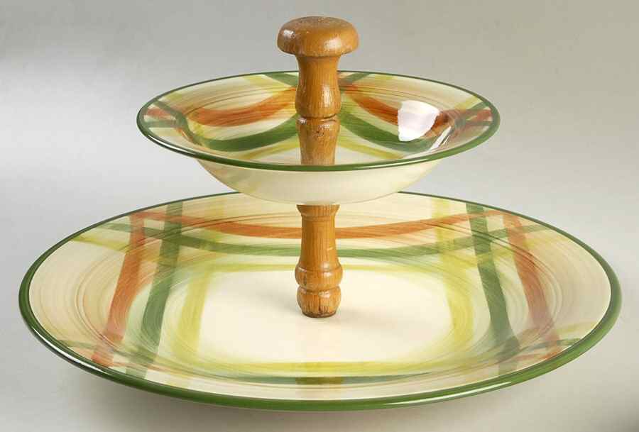 Tam O'shanter 2 Tiered Serving Tray(14" Chop Plate & Rim Soup) by Metlox - Poppytrail - Vernon-1