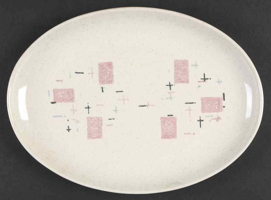Tickled Pink 11" Oval Serving Platter by Metlox - Poppytrail - Vernon-1