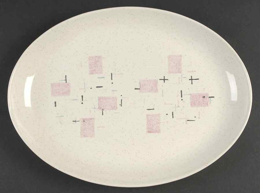 Tickled Pink 13" Oval Serving Platter by Metlox - Poppytrail - Vernon-1