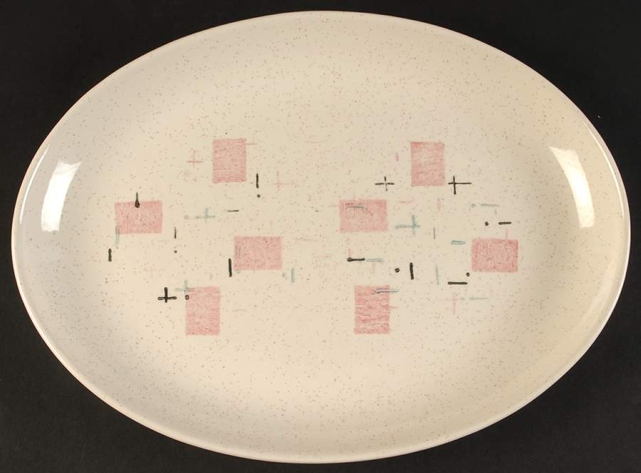 Tickled Pink 13" Oval Serving Platter by Metlox - Poppytrail - Vernon-1