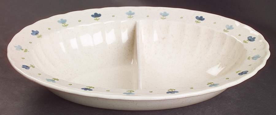 True Blue 11" Oval Divided Vegetable Bowl by Metlox - Poppytrail - Vernon-1