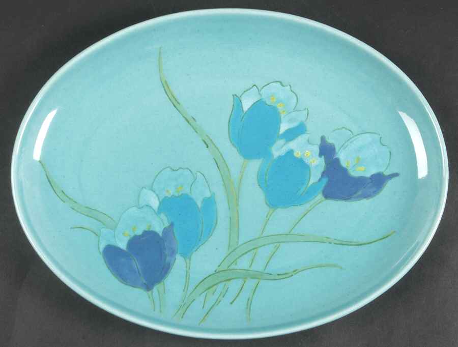 Tulips 13" Oval Serving Platter by Metlox - Poppytrail - Vernon-1