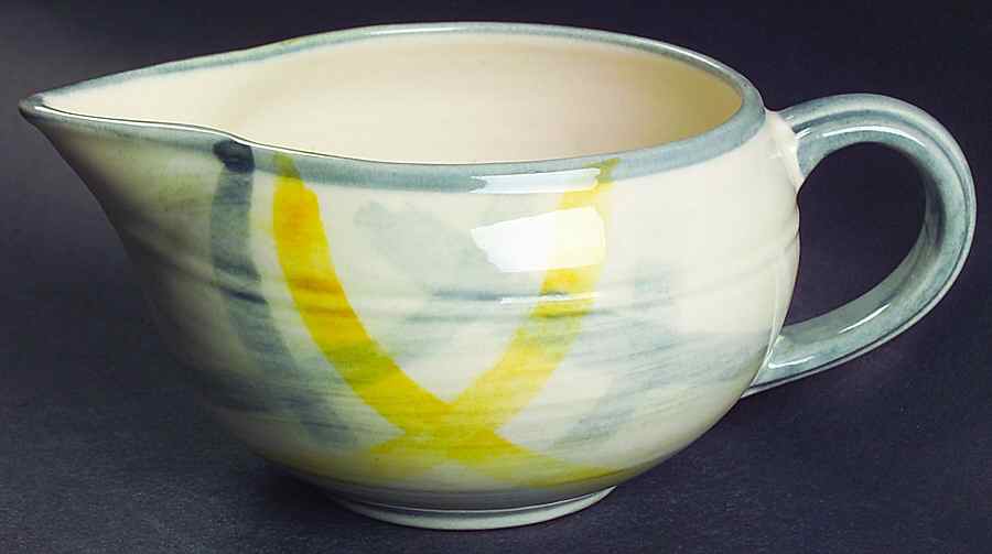 Tweed Grey and Yellow Open Sauce Boat by Metlox - Poppytrail - Vernon-1