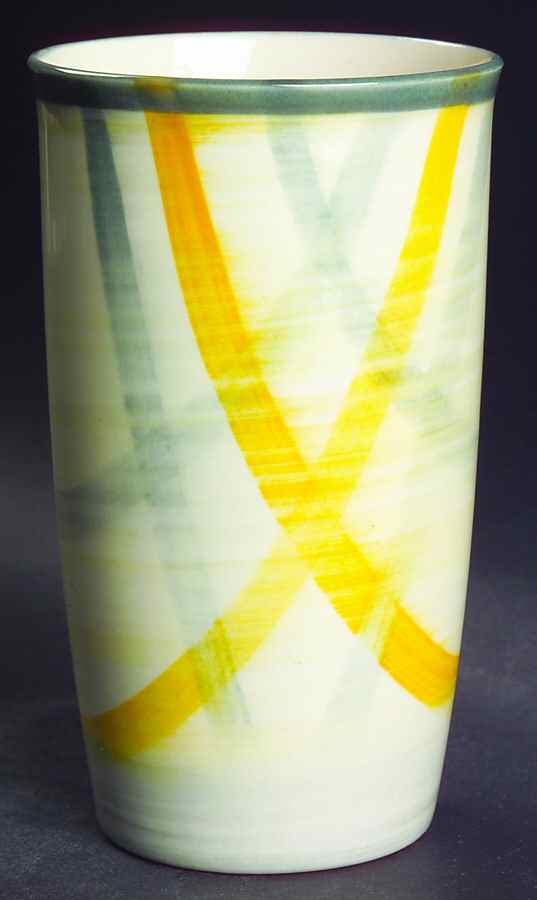 Tweed Grey and Yellow Tall China Tumbler by Metlox - Poppytrail - Vernon-1