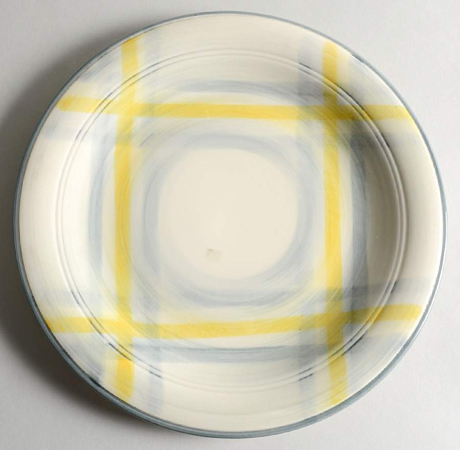 Tweed Grey and Yellow 12" Chop Plate (Round Platter) by Metlox - Poppytrail - Vernon-1