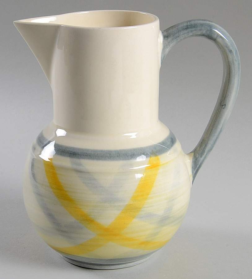 Tweed Grey and Yellow 32 Oz Jug by Metlox - Poppytrail - Vernon-1