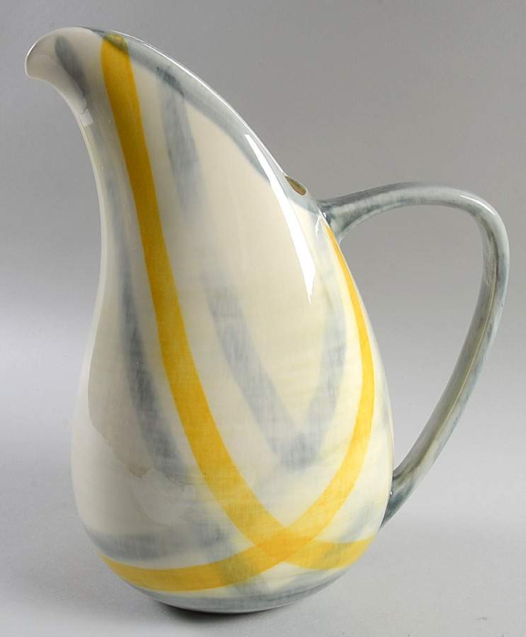 Tweed Grey and Yellow 2 Quart Jug by Metlox - Poppytrail - Vernon-1
