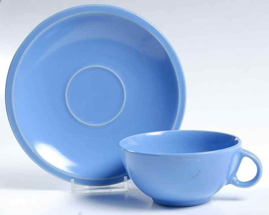 Ultra California Blue (Aster) Flat Cup & Saucer Set by Metlox - Poppytrail - Vernon-1