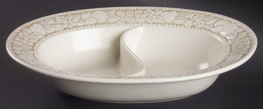 Vernon Antiqua 12" Oval Divided Vegetable Bowl by Metlox - Poppytrail - Vernon-1