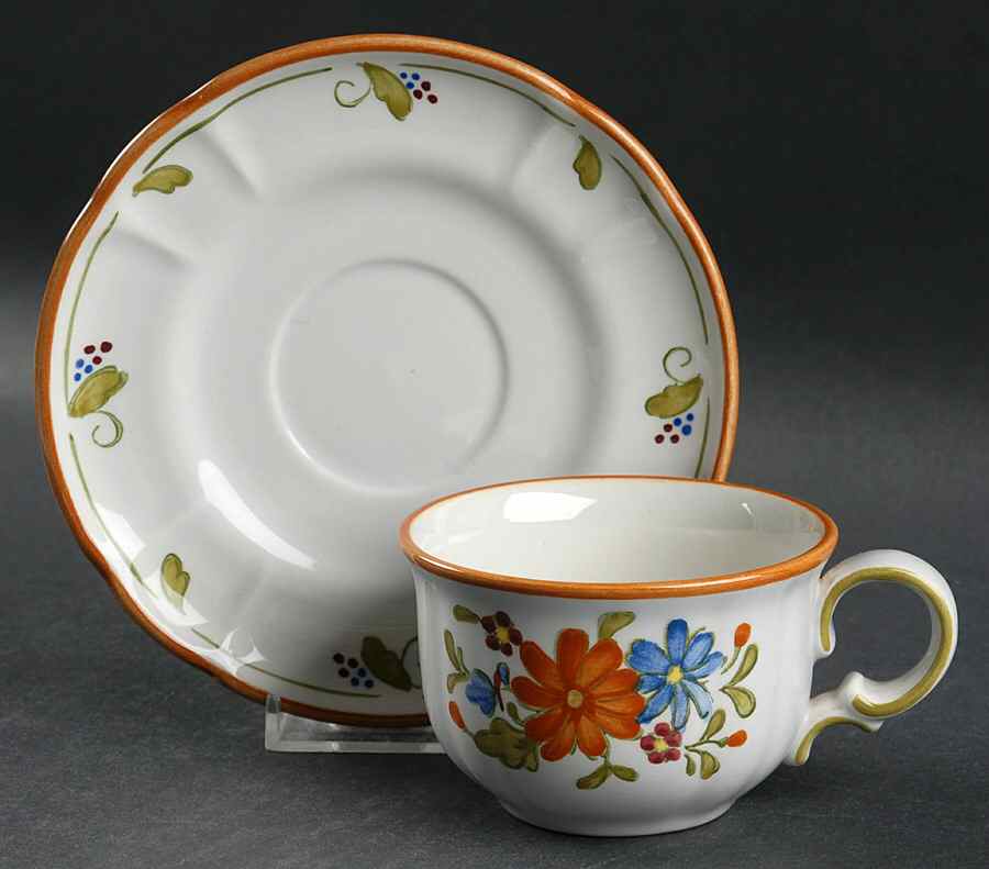 Vernon Bouquet Flat Cup & Saucer Set by Metlox - Poppytrail - Vernon-1