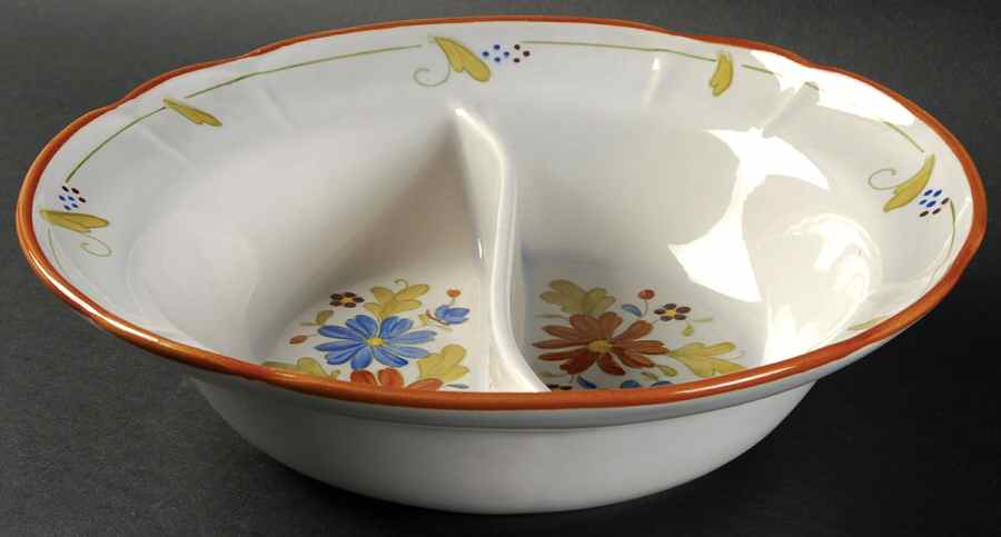Vernon Bouquet Round Divided Vegetable Bowl by Metlox - Poppytrail - Vernon-1