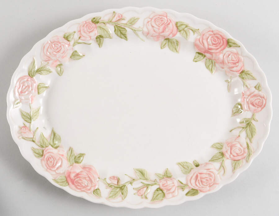 Vernon Rose Pink 13" Oval Serving Platter by Metlox - Poppytrail - Vernon-1