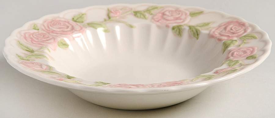 Vernon Rose Pink Rim Soup Bowl by Metlox - Poppytrail - Vernon-1
