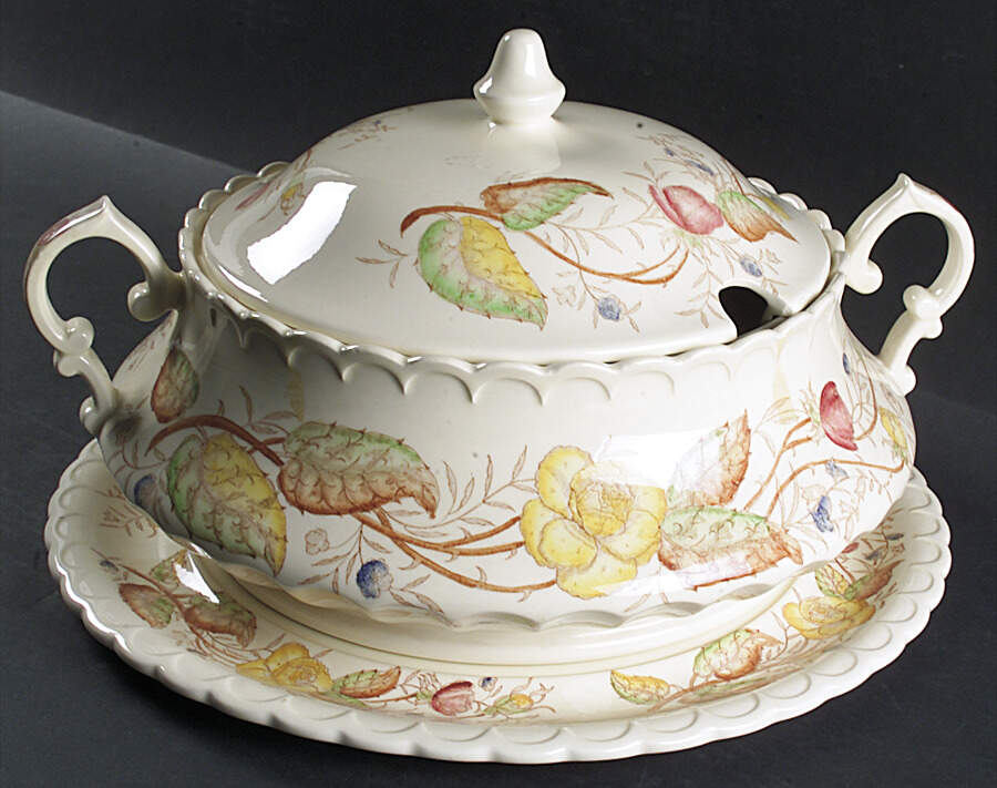 Vernon Rose Yellow Tureen & Lid w/Underplate by Metlox - Poppytrail - Vernon-1