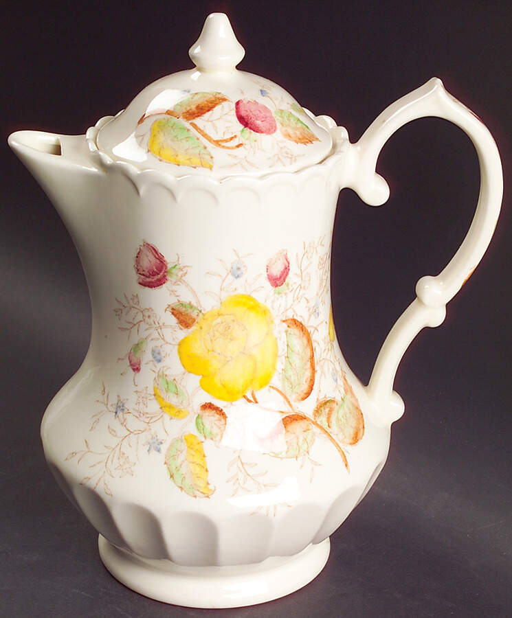 Vernon Rose Yellow Coffee Pot & Lid by Metlox - Poppytrail - Vernon-1