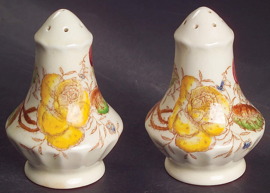 Vernon Rose Yellow Salt & Pepper Set by Metlox - Poppytrail - Vernon-1