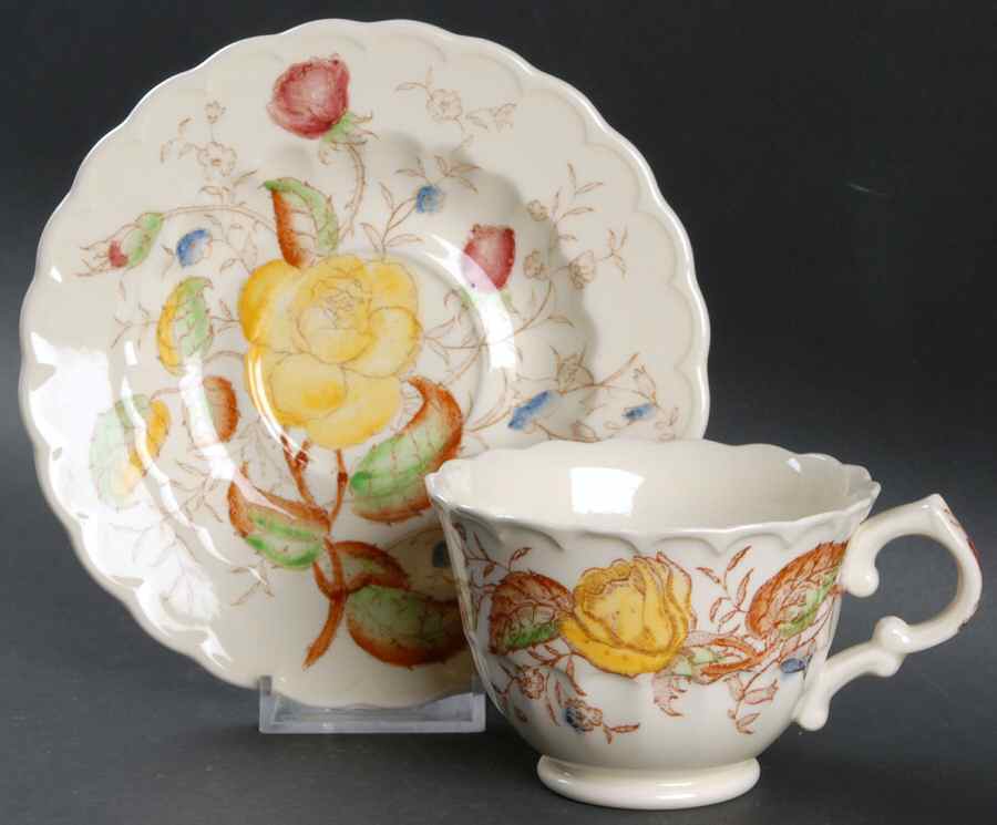 Vernon Rose Yellow Footed Cup & Saucer Set by Metlox - Poppytrail - Vernon-1
