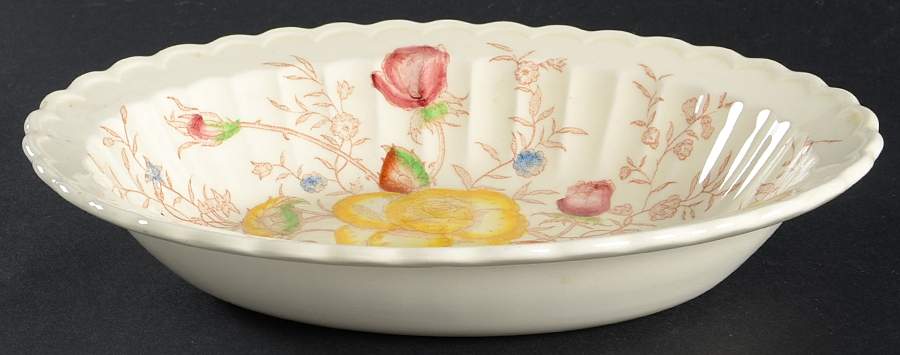 Vernon Rose Yellow 10" Oval Vegetable Bowl by Metlox - Poppytrail - Vernon-1