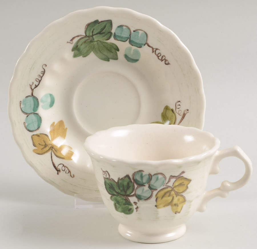 Vineyard Footed Cup & Saucer Set by Metlox - Poppytrail - Vernon-1