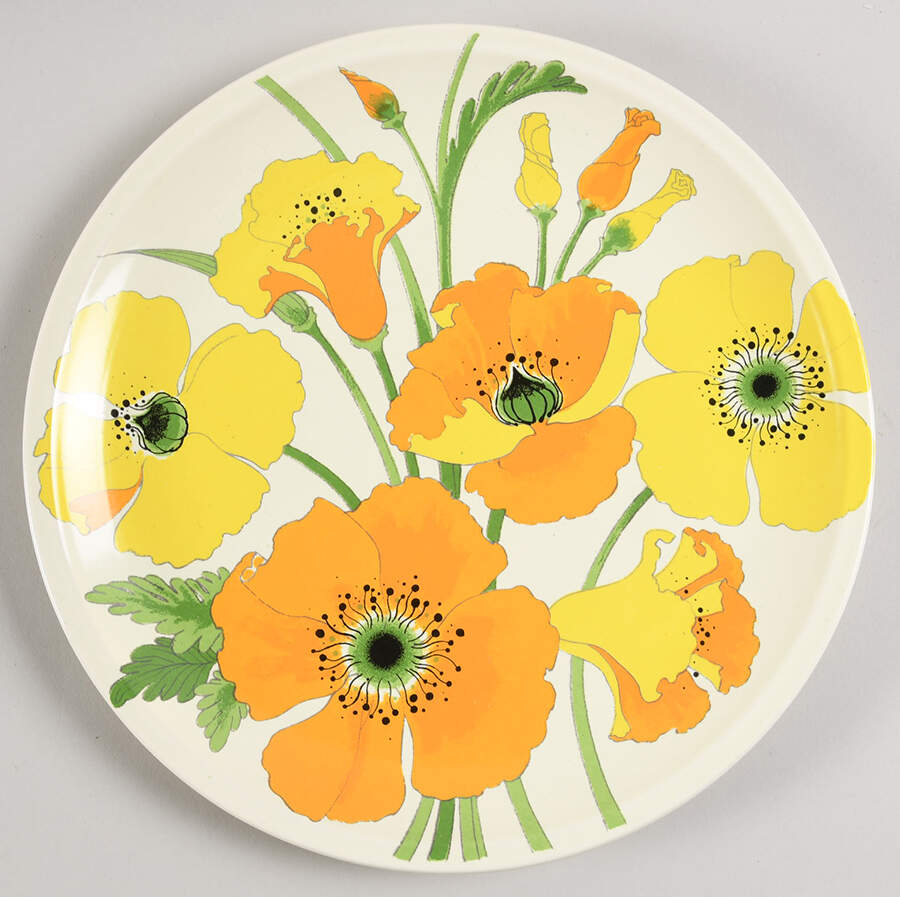 Wild Poppy Yellow Dinner Plate by Metlox - Poppytrail - Vernon-1