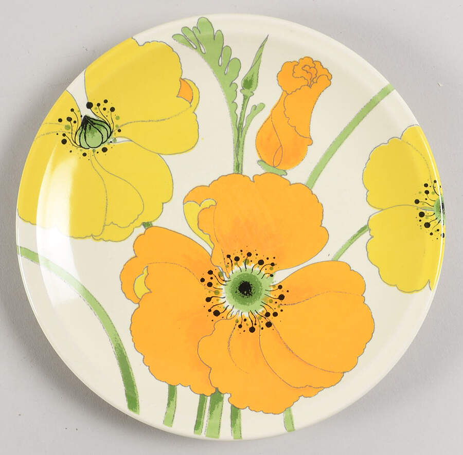 Wild Poppy Yellow Bread & Butter Plate by Metlox - Poppytrail - Vernon-1