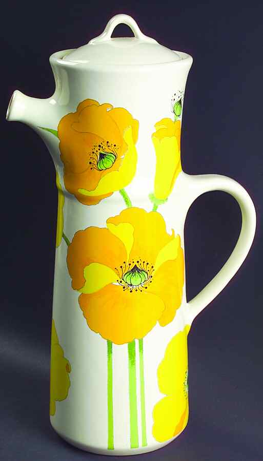 Wild Poppy Yellow Coffee Pot & Lid by Metlox - Poppytrail - Vernon-1