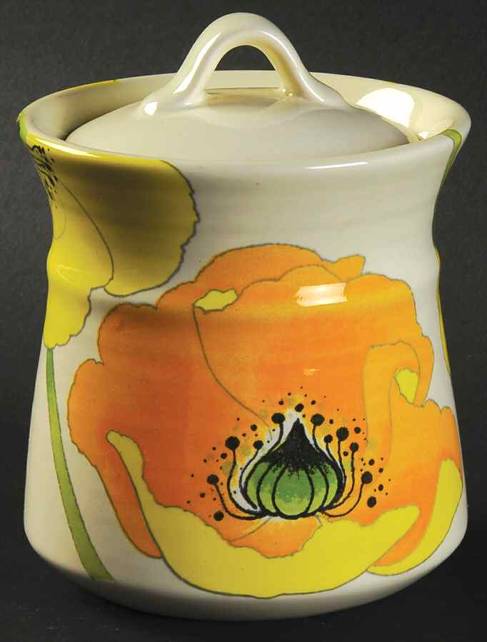 Wild Poppy Yellow Sugar Bowl & Lid by Metlox - Poppytrail - Vernon-1