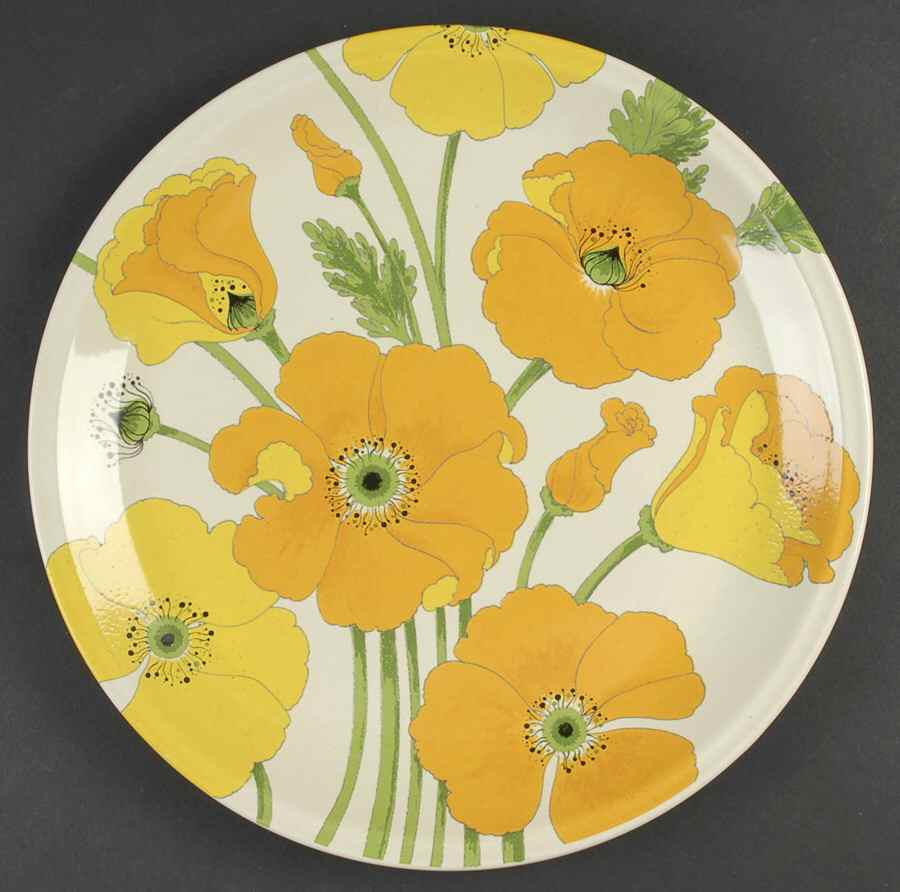Wild Poppy Yellow 13" Chop Plate (Round Platter) by Metlox - Poppytrail - Vernon-1