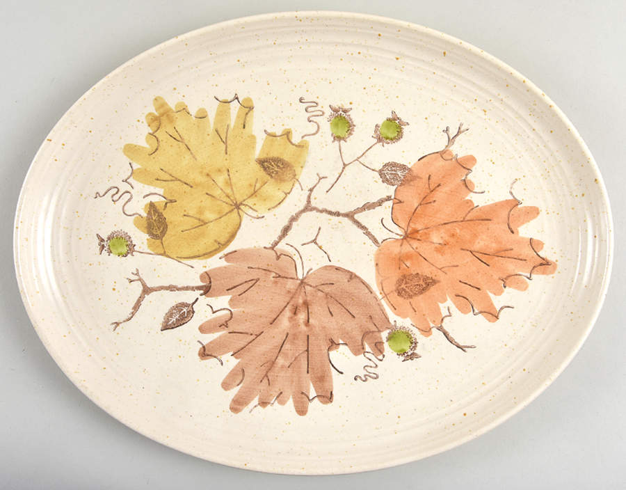 Woodland Gold 13" Oval Serving Platter by Metlox - Poppytrail - Vernon-1