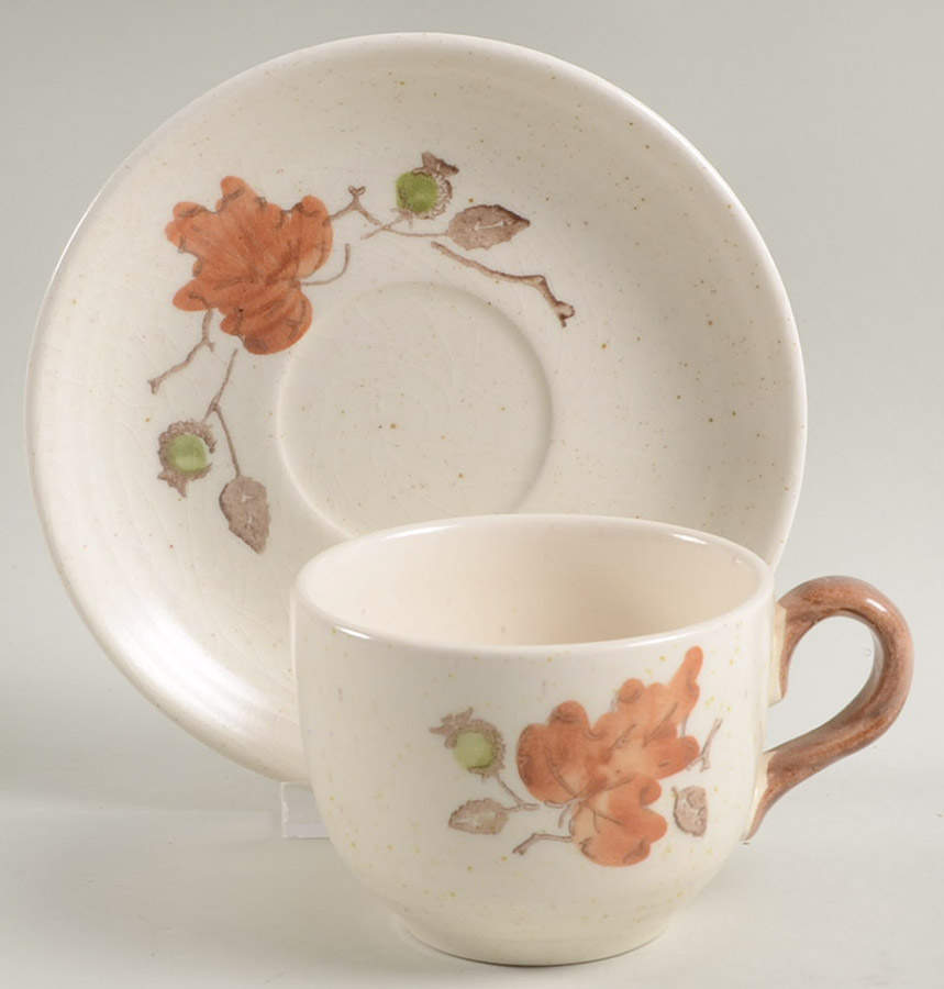 Woodland Gold Flat Cup & Saucer Set by Metlox - Poppytrail - Vernon-1