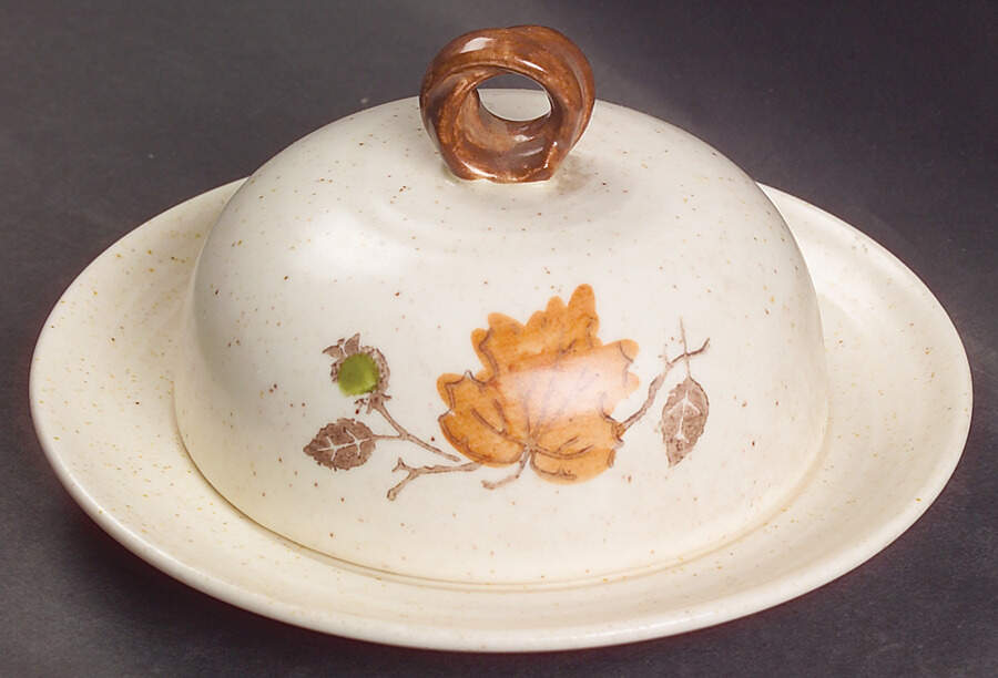 Woodland Gold Round Covered Butter by Metlox - Poppytrail - Vernon-1