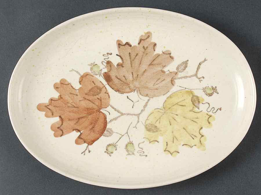 Woodland Gold 11" Oval Serving Platter by Metlox - Poppytrail - Vernon-1