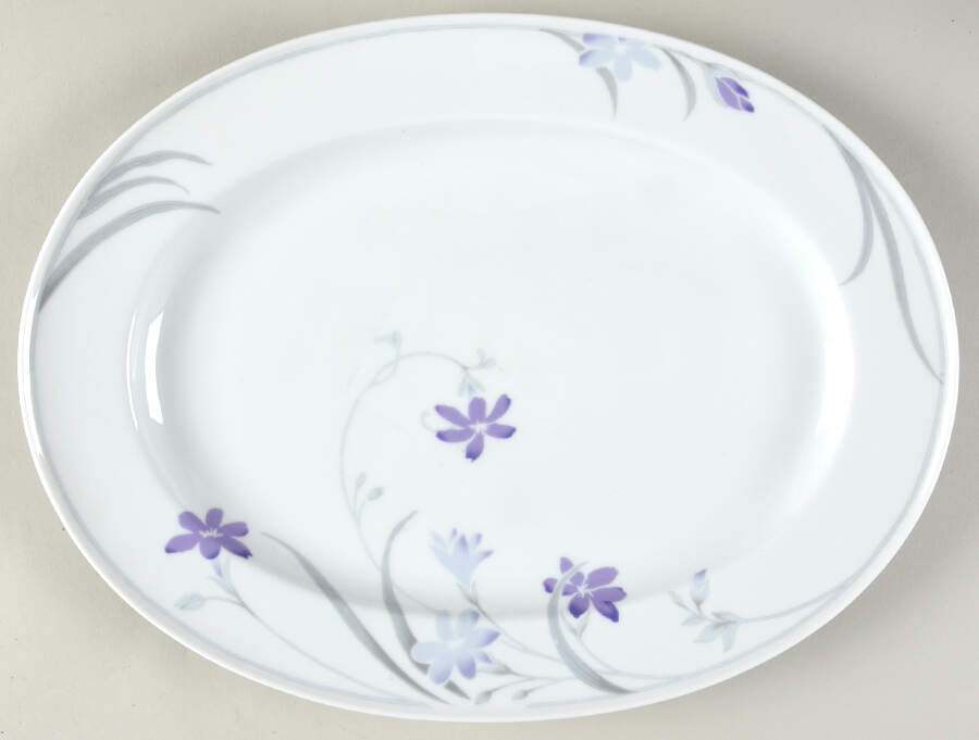 African Violets 14" Oval Serving Platter by Mikasa-1