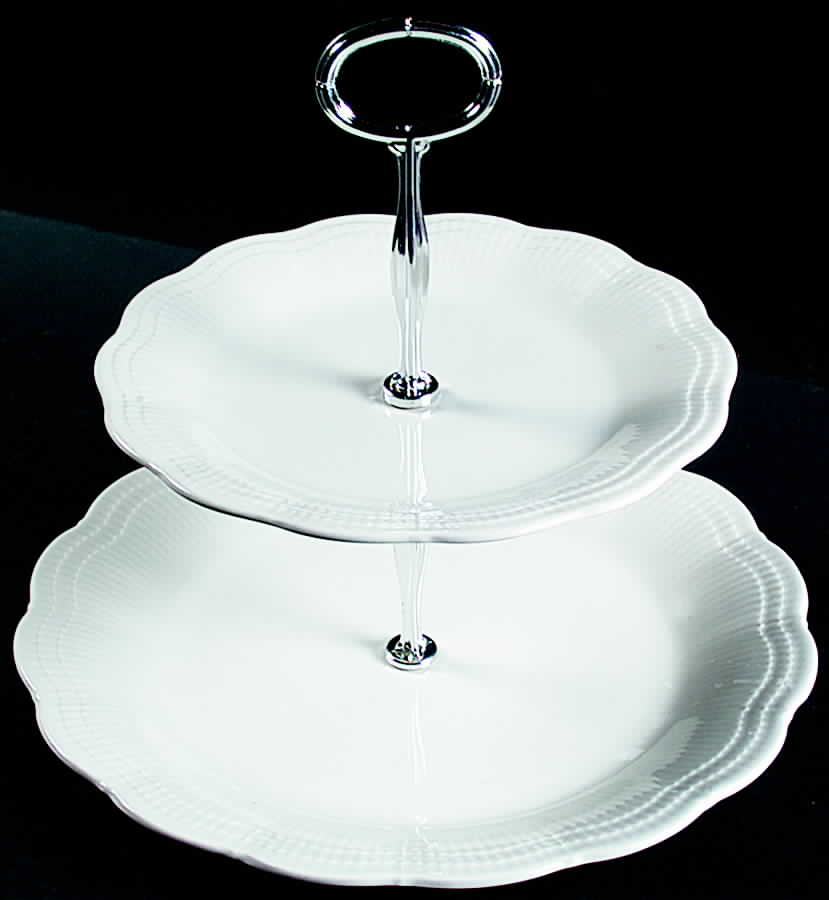 Allura White 6 5/8"-10"  2 Tiered Serving Tray (Dp, Sp) HC by Mikasa-1