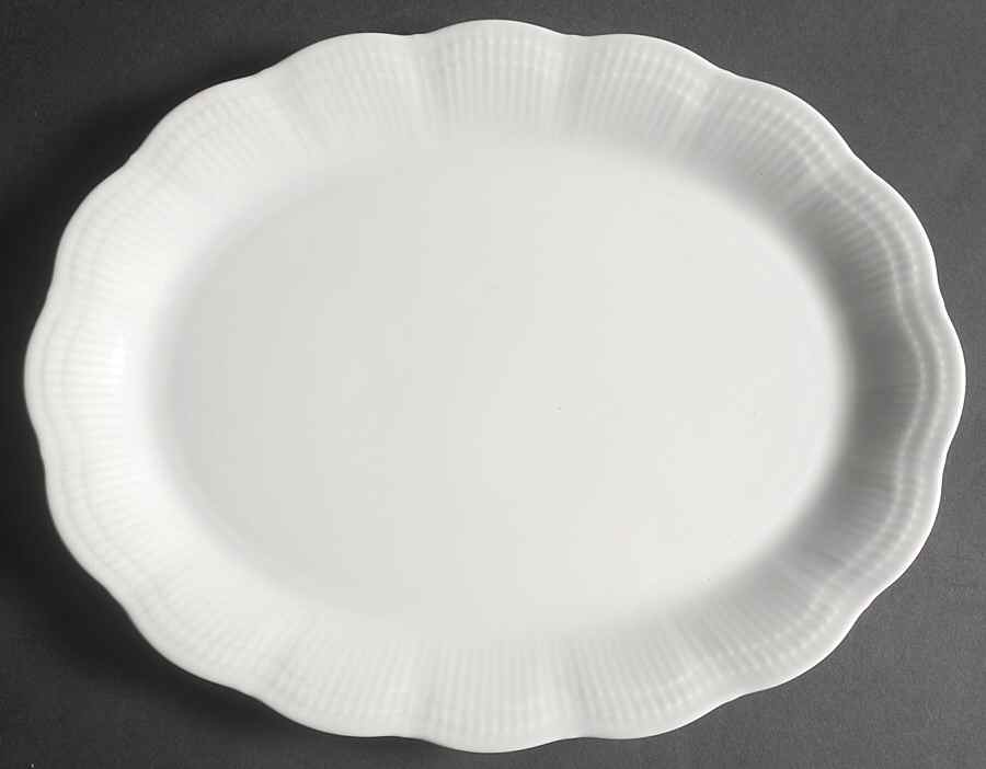 Allura White 14" Oval Serving Platter by Mikasa-1