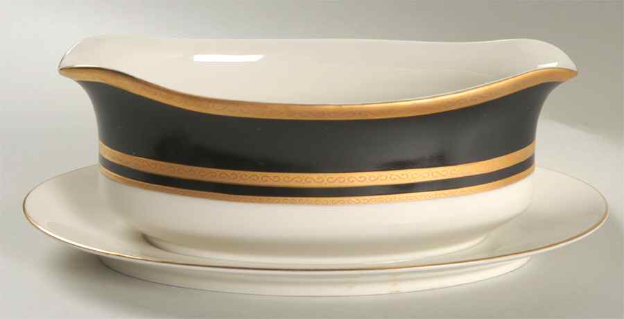 Ambassador Black Gravy Boat with Attached Underplate by Mikasa-1