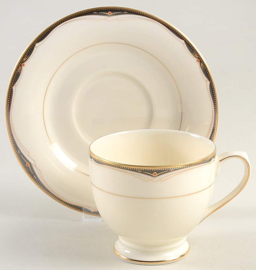 Ambassador Black Footed Cup & Saucer Set by Mikasa-1