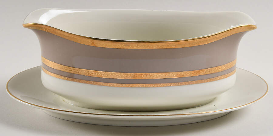 Ambassador Taupe Gravy Boat with Attached Underplate by Mikasa-1
