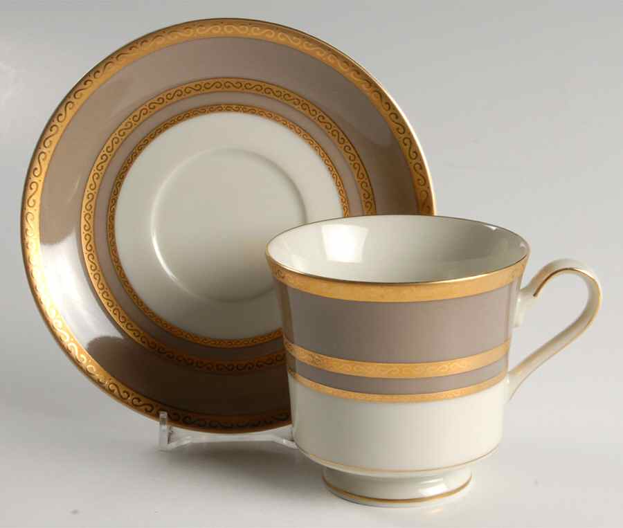 Ambassador Taupe Footed Cup & Saucer Set by Mikasa-1