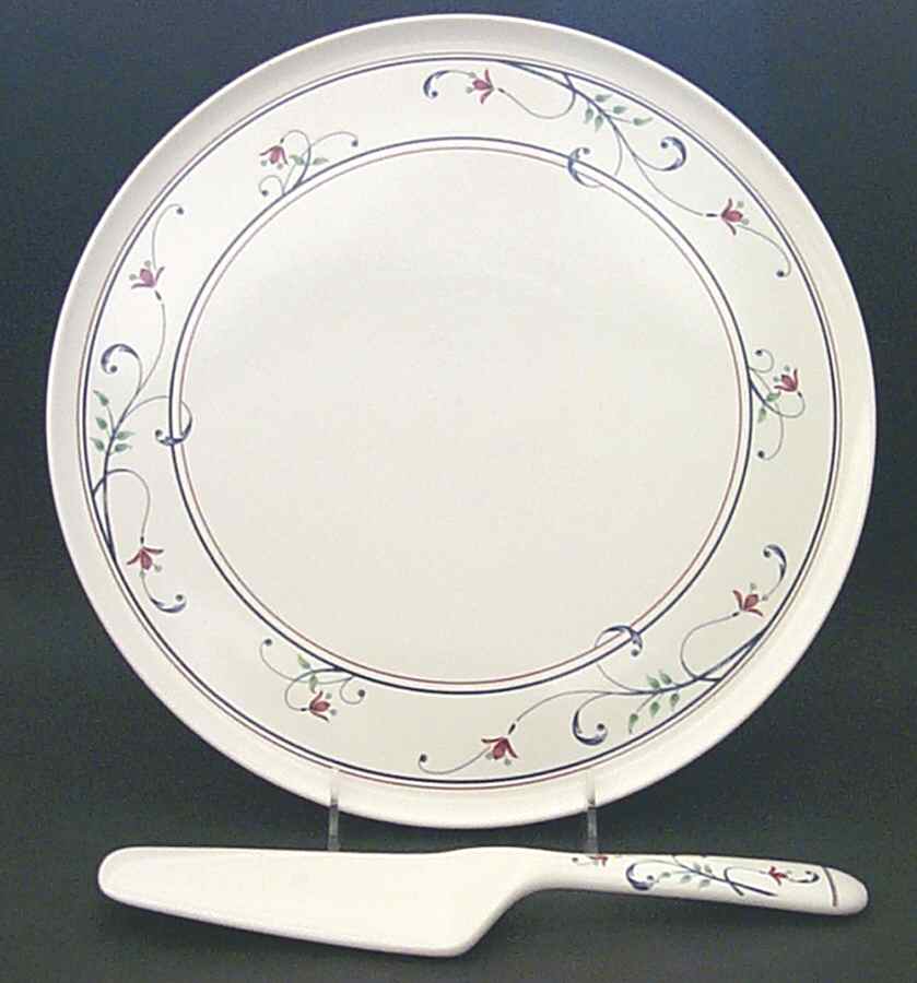 Annette Cake Plate & Solid Ceramic Server Set (No Box) by Mikasa-1