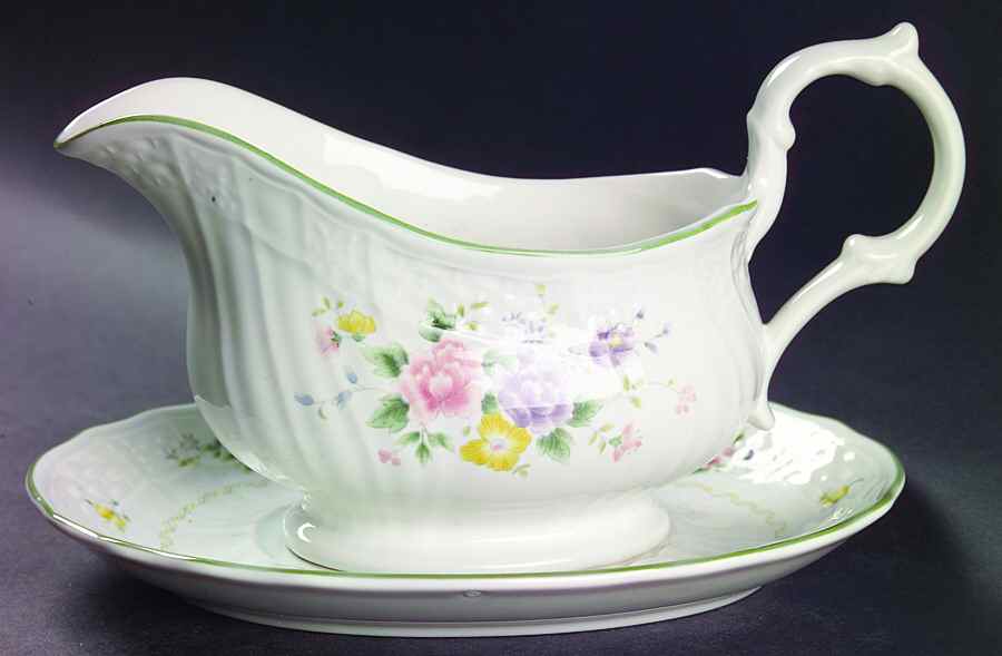 Antique Rose Gravy Boat & Underplate by Mikasa-1